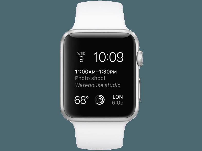 APPLE Watch 42mm Aluminiumgehäuse mit Sportband (MJ3N2FD/A) Silber/Weiß (Smart Watch)