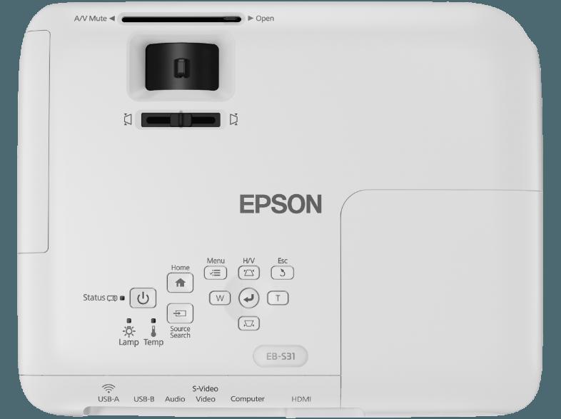 EPSON EB-S31 Beamer (SVGA, 3.200 ANSI Lumen, 3LCD-Technologie), EPSON, EB-S31, Beamer, SVGA, 3.200, ANSI, Lumen, 3LCD-Technologie,