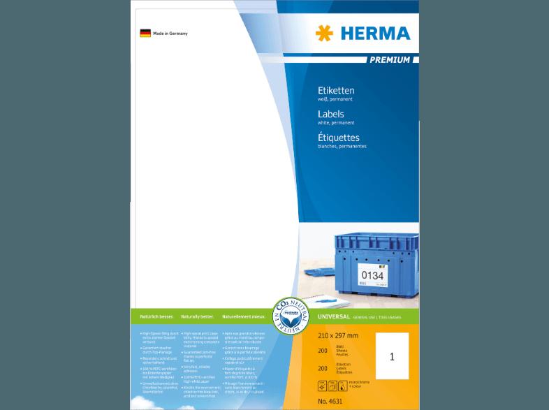 HERMA 4631 Etiketten Premium 210x297 mm A4 200 St.