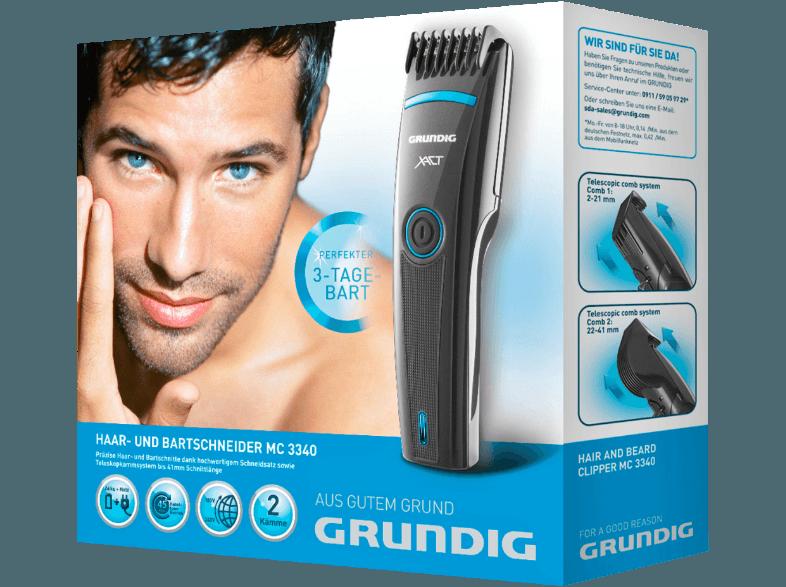 GRUNDIG MC 3340 Haar- und Bartschneider Schwarz hochglanz/Blau (Akkubetrieb)