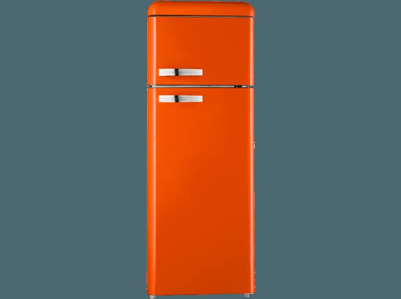 RESPEKTA KS 150 ORANGE GLANZ RETRO Kühlschrank (208 kWh/Jahr, A , 1497 mm hoch, Orange)