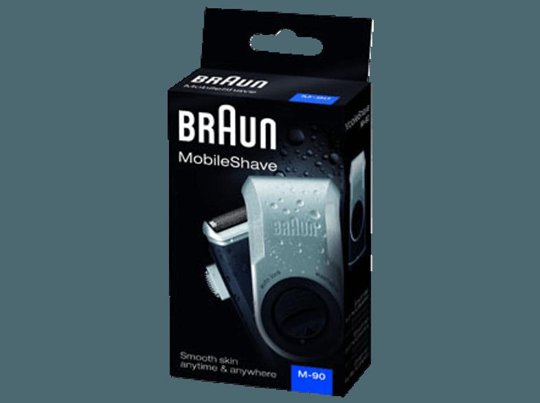 BRAUN MobileShave M90 Herrenrasierer Silber/Schwarz (Vibrierende Scherfolien)