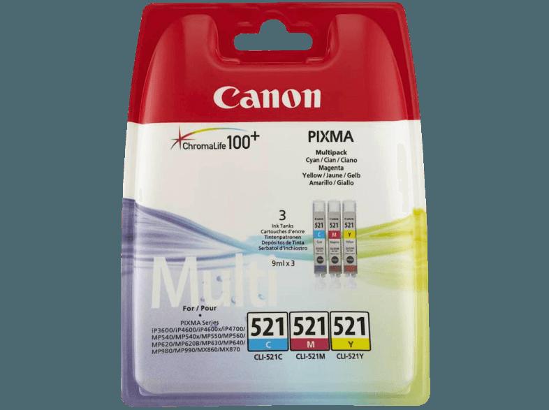 CANON CLI 521 C/M/Y MULTIPACK Tintenkartusche Color, CANON, CLI, 521, C/M/Y, MULTIPACK, Tintenkartusche, Color