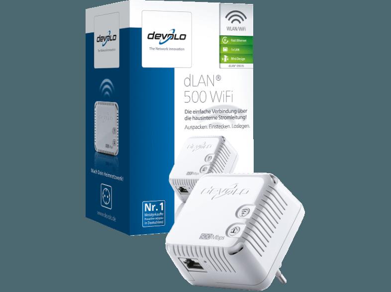 DEVOLO 9076 dLAN® 500 WiFi Powerline HomePlug-Modem mit integriertem Access-Point, DEVOLO, 9076, dLAN®, 500, WiFi, Powerline, HomePlug-Modem, integriertem, Access-Point