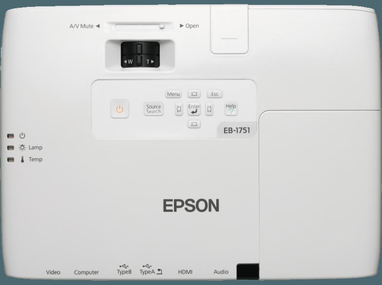 EPSON EB-1751 Beamer (HD-ready, 2.600 Lumen, 3LCD-Technologie), EPSON, EB-1751, Beamer, HD-ready, 2.600, Lumen, 3LCD-Technologie,
