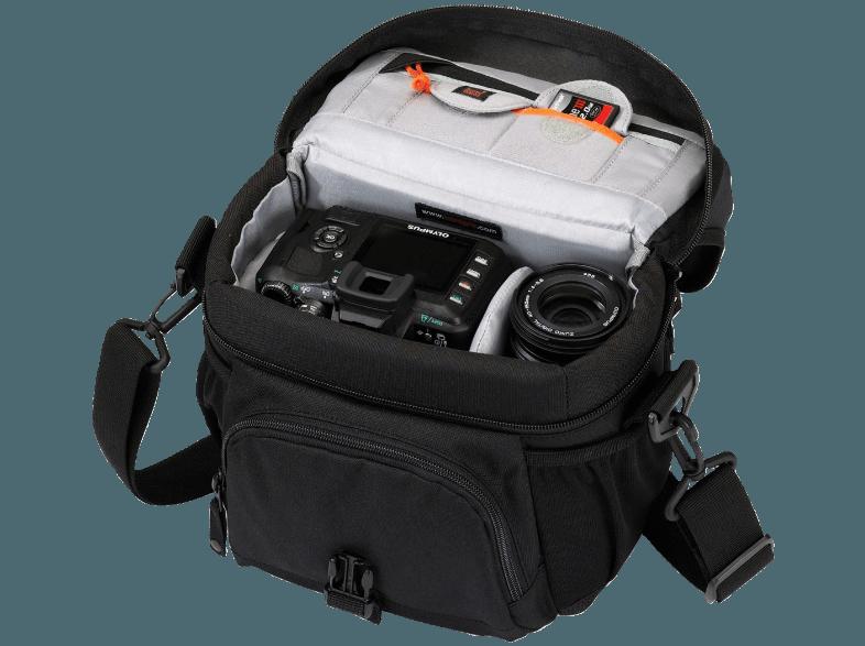 LOWEPRO LP35248 Nova 160 AW Tasche für DSLR oder Systemkamera, Objektiv, 1 zusätzliches Objektiv, 2 Speicherkarten, Blitzgerät (Farbe: Schwarz)