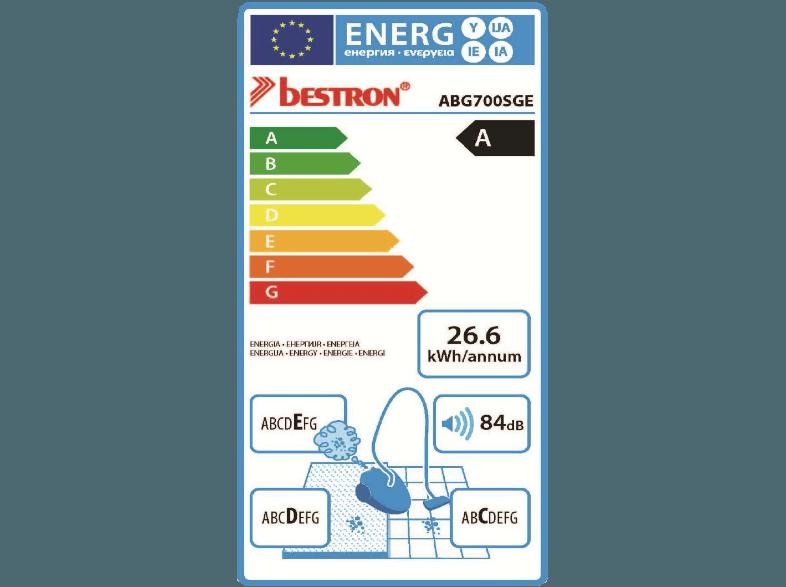 BESTRON ABG 700 SGE (Staubsauger, MICRO-filter, A, Grau), BESTRON, ABG, 700, SGE, Staubsauger, MICRO-filter, A, Grau,