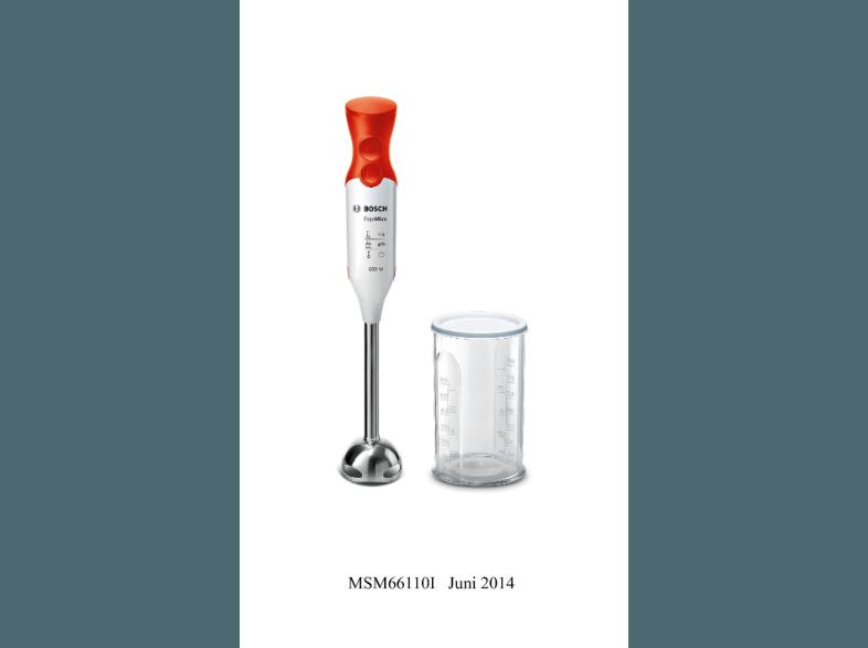 BOSCH MSM 66110 Stabmixer Weiß/Orange (600 Watt)