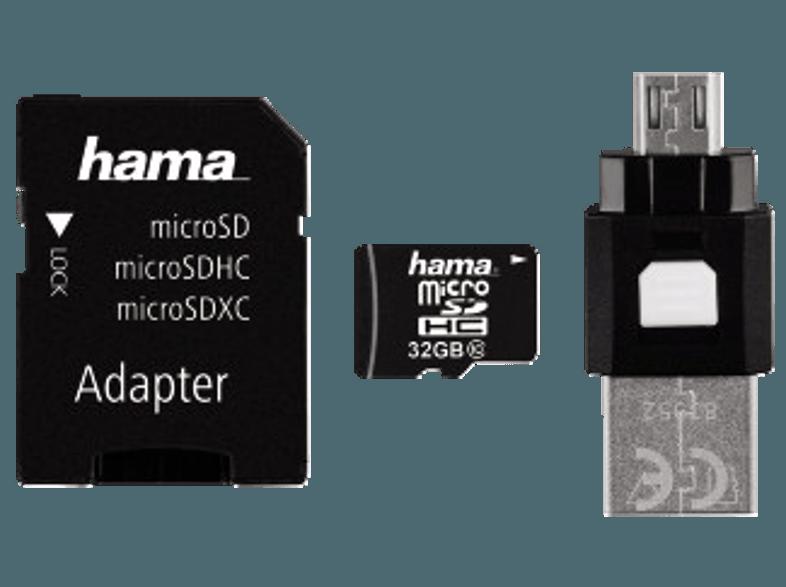 HAMA 124029 microSDHC OTG-Zubehör-Set, 4-teilig, 32GB, Class 10 , Class 10, 32 GB