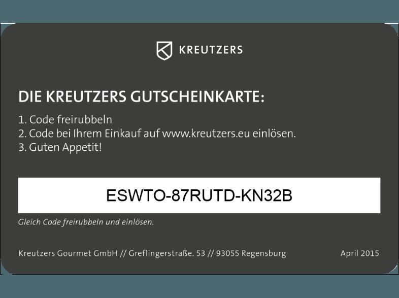 KREUTZERS 25€ Fleisch- und Genussgutschein, KREUTZERS, 25€, Fleisch-, Genussgutschein