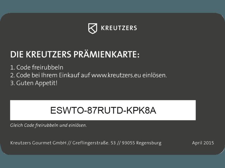KREUTZERS 40€ Fleisch- und Genussgutschein inkl. Original Weber Grillhandschuh 