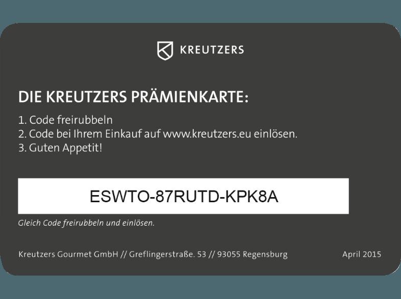 KREUTZERS 90€ Fleisch- und Genussgutschein inkl. Original Weber Grillbesteck 3-tlg. Grillbesteck 3-teilig., KREUTZERS, 90€, Fleisch-, Genussgutschein, inkl., Original, Weber, Grillbesteck, 3-tlg., Grillbesteck, 3-teilig.