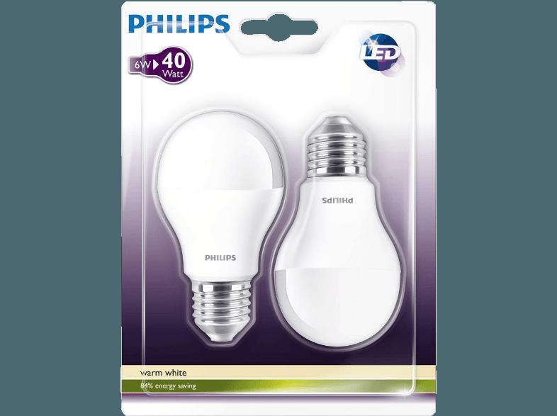 PHILIPS 763895 2-tlg. LED Leuchtmittel 6 Watt E27