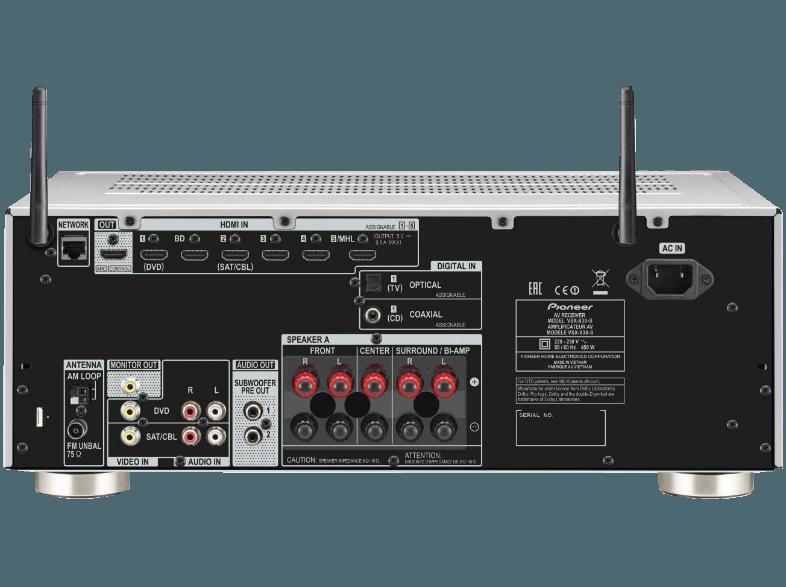 PIONEER VSX-830S Netzwerk-Receiver (5 Kanäle, 140 Watt pro Kanal, Silber), PIONEER, VSX-830S, Netzwerk-Receiver, 5, Kanäle, 140, Watt, pro, Kanal, Silber,