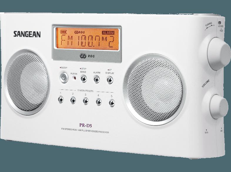 SANGEAN PR-D5  (PLL Tuner, UKW, MW, Weiß), SANGEAN, PR-D5, , PLL, Tuner, UKW, MW, Weiß,