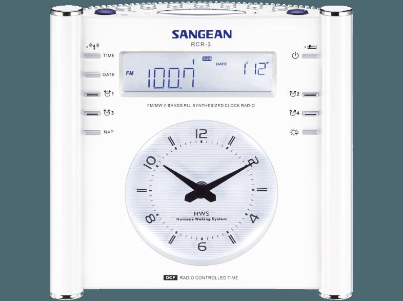 SANGEAN RCR-3 Radiowecker (AM / FM Tuner, FM, MW, Weiß), SANGEAN, RCR-3, Radiowecker, AM, /, FM, Tuner, FM, MW, Weiß,