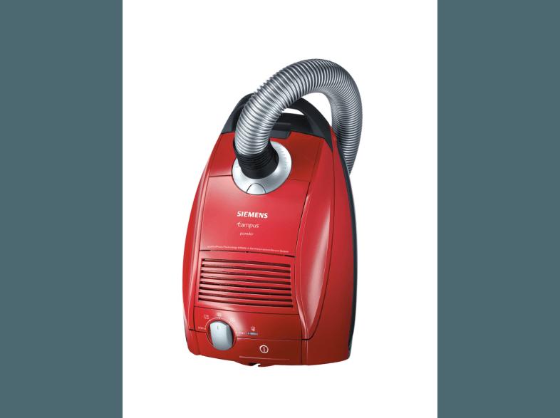 SIEMENS VSZ 5337 (Bodenstaubsauger, PureAir Hygienefilter, B, Kirschrot/Metallic/Silber)