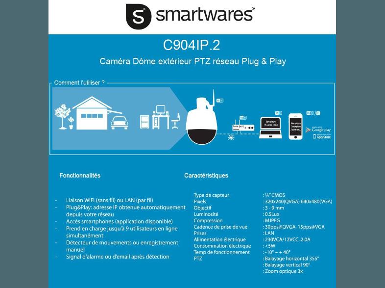 SMARTWARES SW C904IP.2 Plug & Play Netzwerkkamera, SMARTWARES, SW, C904IP.2, Plug, &, Play, Netzwerkkamera