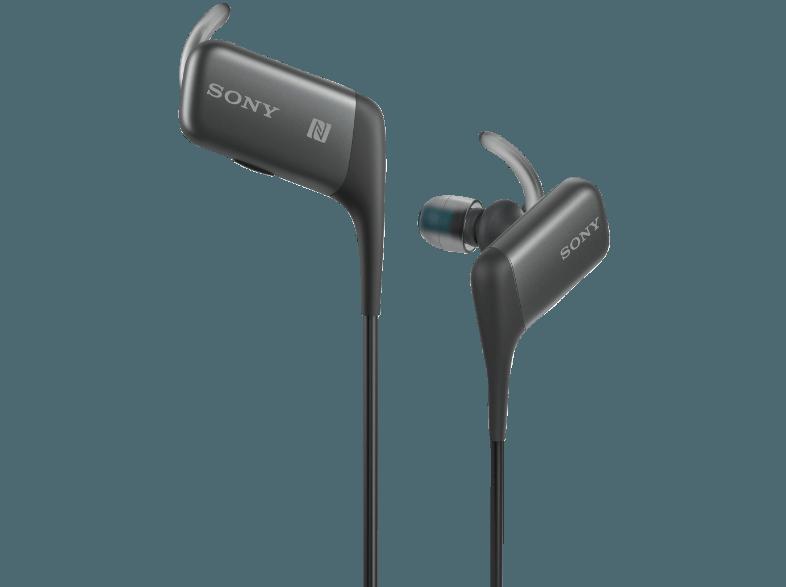 SONY MDR-AS600BT Spritzwassergeschützer Bluetooth In-Ohr-Kopfhörer, NFC, schwarz Kopfhörer Schwarz