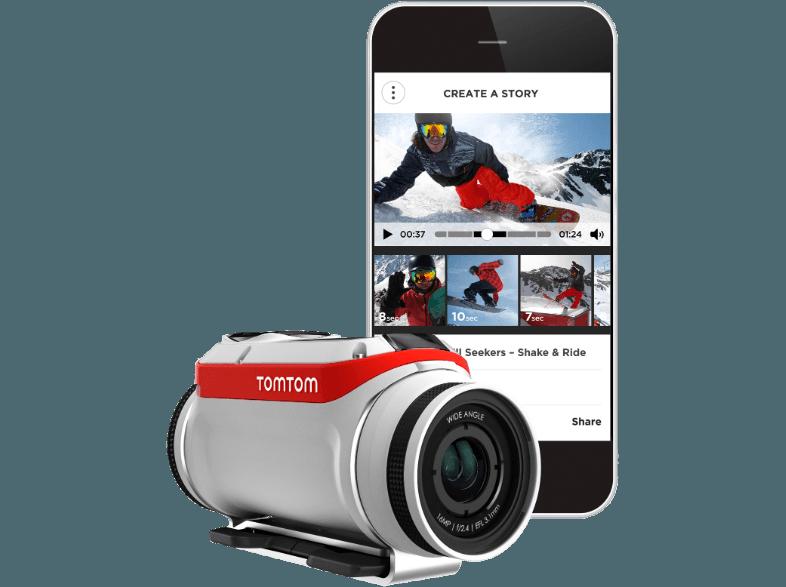 TOMTOM Bandit Actioncam Weiß (Wasserdicht bis: mit Unterwasserlinse bis zu 50 m,  WLAN)