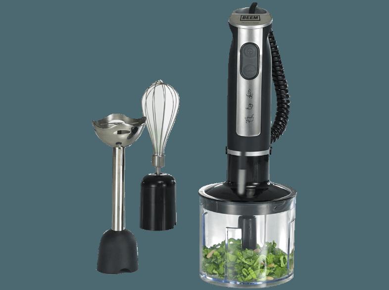 BEEM D2000.850 Power-Mixx Stabmixer Schwarz/Silber (700 Watt, Zerkleinerer 0.5 Liter, Messbecher 0.7 Liter)