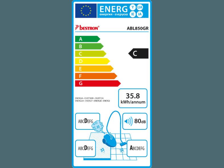 BESTRON ABL 850 GR (Beutelloser Bodenstaubsauger, Beutelloser Bodenstaubsauger, C, Grau/Rot), BESTRON, ABL, 850, GR, Beutelloser, Bodenstaubsauger, Beutelloser, Bodenstaubsauger, C, Grau/Rot,