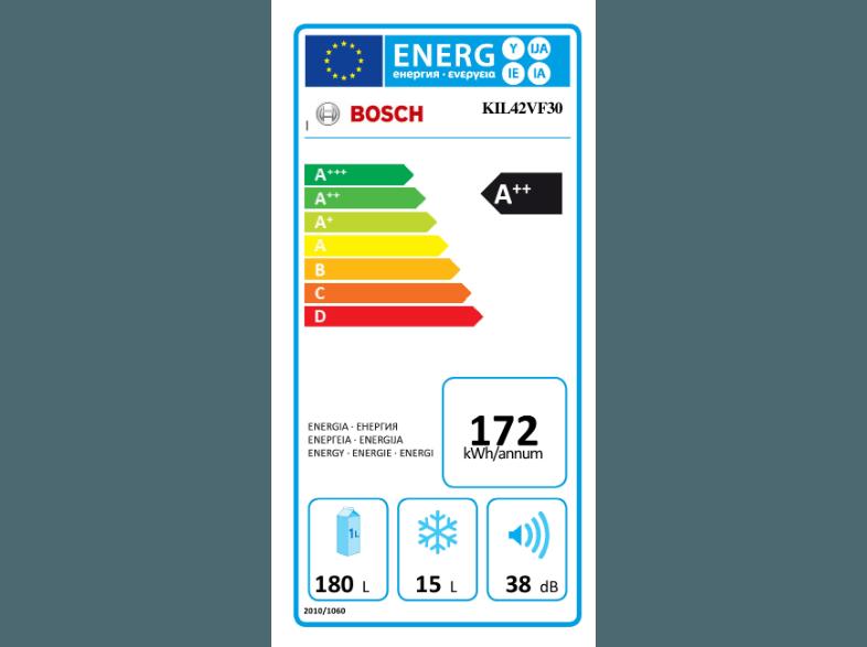 BOSCH KFL42VF30 Kühlschrank (172 kWh/Jahr, A  , 1221 mm hoch, Weiß), BOSCH, KFL42VF30, Kühlschrank, 172, kWh/Jahr, A, , 1221, mm, hoch, Weiß,