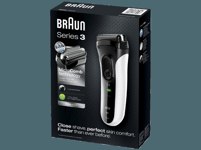 BRAUN Series 3 - 3020s Herrenrasierer Schwarz/Weiß (SensoFoil Scherfolien)