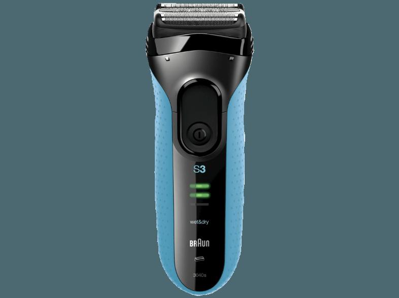 BRAUN Series 3 - 3040s Herrenrasierer, Langhaarschneider, Bedienungsanleitung Schwarz/Blau (wet&dry)