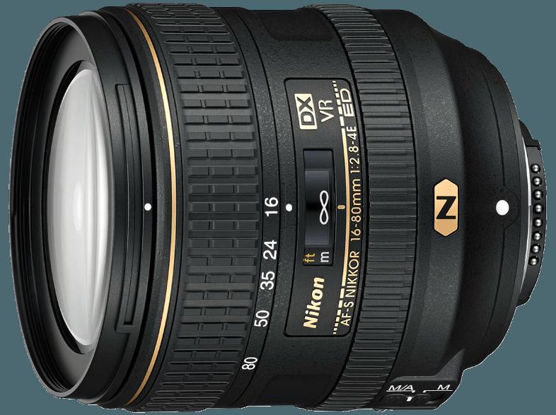 NIKON AF-S DX NIKKOR 16-80 mm 1:2,8-4E ED VR Standardzoom für Nikon (16 mm- 80 mm, f/2.8-4), NIKON, AF-S, DX, NIKKOR, 16-80, mm, 1:2,8-4E, ED, VR, Standardzoom, Nikon, 16, mm-, 80, mm, f/2.8-4,