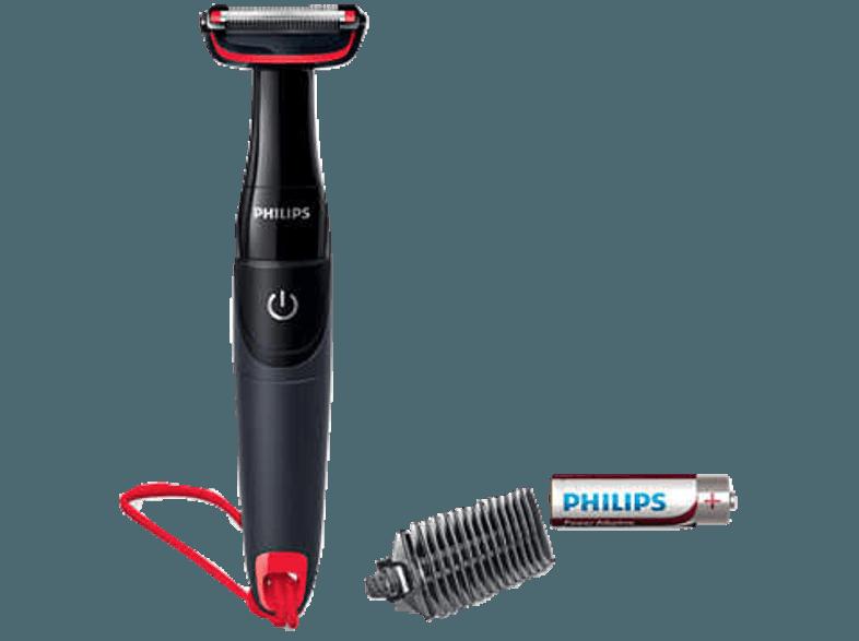 PHILIPS BG105/10 Bodygroom Series 1000 Haarschneider Schwarz/Rot (Batteriebetrieb)