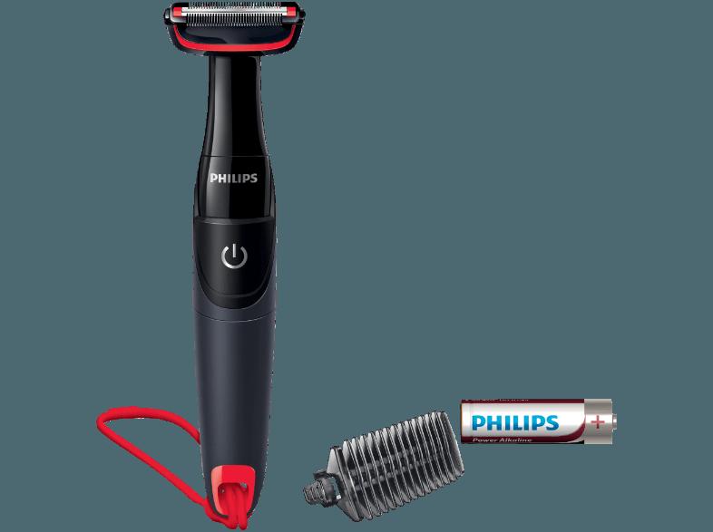 PHILIPS BG105/10 Bodygroom Series 1000 Haarschneider Schwarz/Rot (Batteriebetrieb)