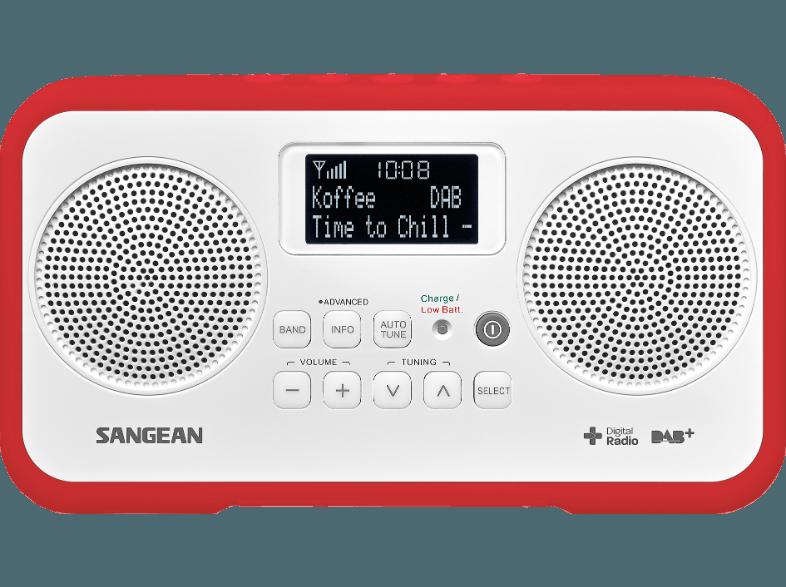 SANGEAN DPR-77  (Stereo-Digitalradio, UKW, DAB, DAB , Weiß-Rot)