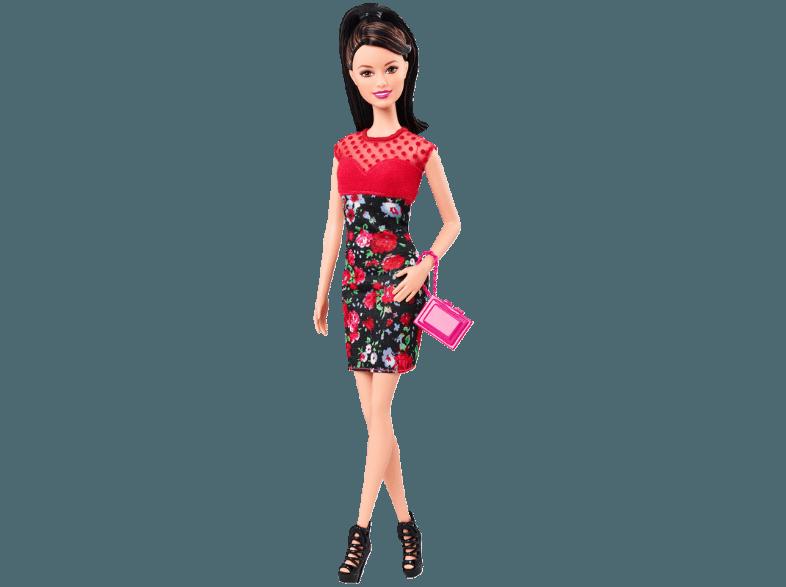 BARBIE CFG15 Raquelle mit Blumenprint-Kleid Rot-Schwarz