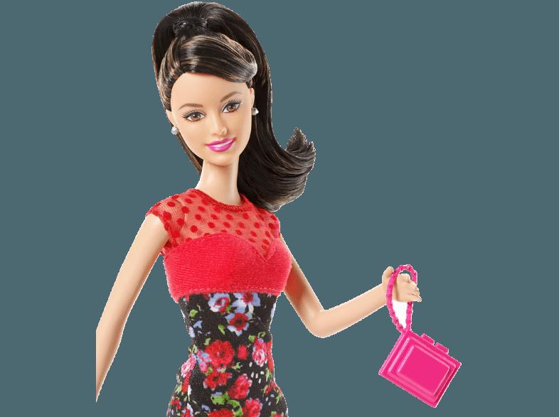 BARBIE CFG15 Raquelle mit Blumenprint-Kleid Rot-Schwarz