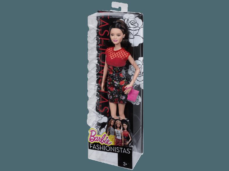 BARBIE CFG15 Raquelle mit Blumenprint-Kleid Rot-Schwarz