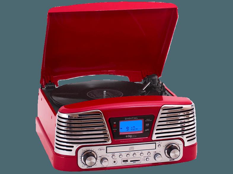 BIGBEN TD79RM Plattenspieler (Metallic Rot)