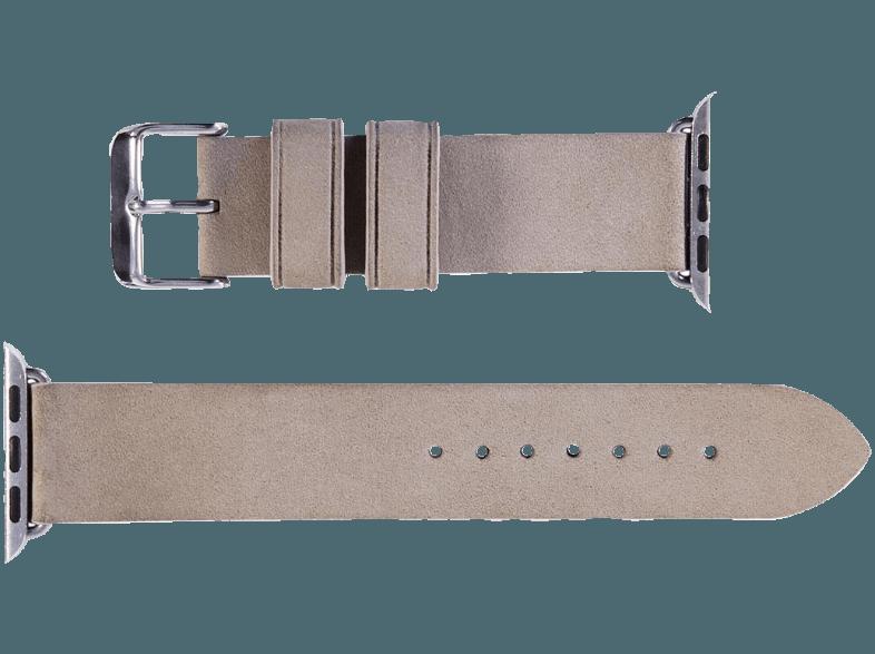 MONOWEAR Lederarmband polierter Adapter 42mm Beige (Wechselarmband)