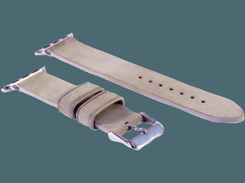 MONOWEAR Lederarmband polierter Adapter 42mm Beige (Wechselarmband)