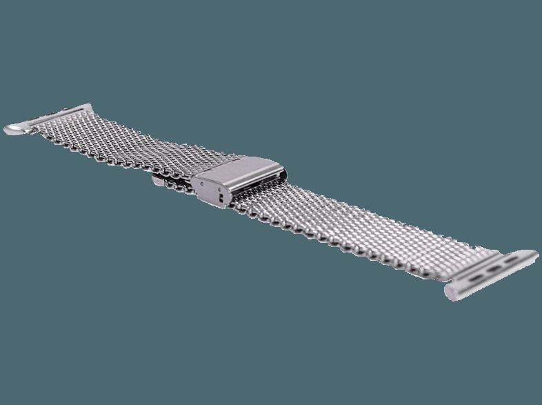 MONOWEAR Maschenarmband polierter Adapter 42mm Silber (Wechselarmband)