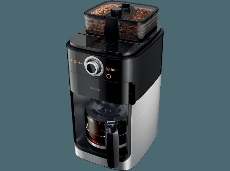 PHILIPS HD7766/00 Grind & Brew Kaffeemaschine Edelstahl/Schwarz (Glaskanne, Filter)