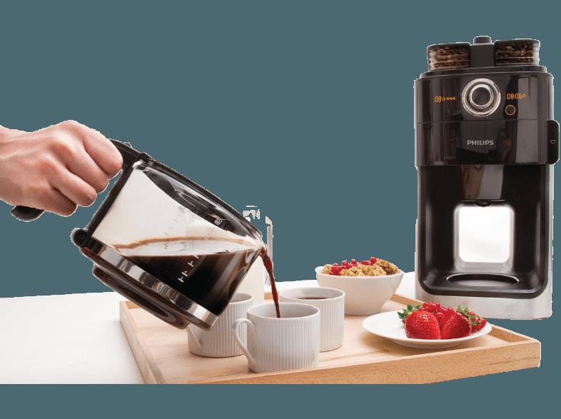 PHILIPS HD7766/00 Grind & Brew Kaffeemaschine Edelstahl/Schwarz (Glaskanne, Filter)