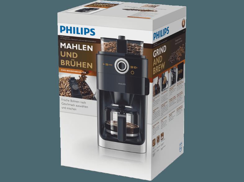 PHILIPS HD7766/00 Grind & Brew Kaffeemaschine Edelstahl/Schwarz (Glaskanne, Filter)