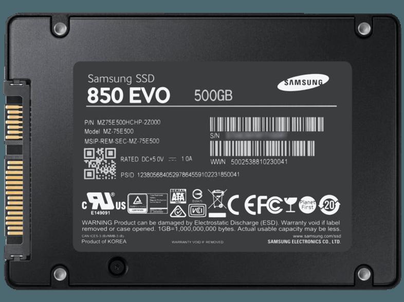 SAMSUNG 850 EVO SATA III (Installations-Bausatz)  500 GB 2.5 Zoll intern, SAMSUNG, 850, EVO, SATA, III, Installations-Bausatz, , 500, GB, 2.5, Zoll, intern