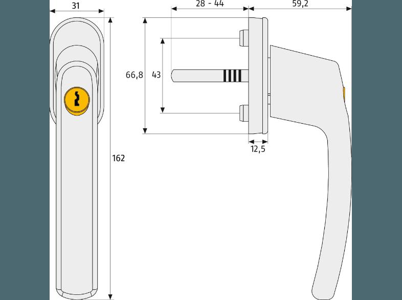 ABUS FG210 W Triples B/SB Fenstergriff, ABUS, FG210, W, Triples, B/SB, Fenstergriff