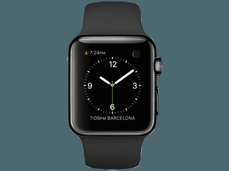 APPLE Watch 38 mm Edelstahlgehäuse mit Sportarmband (MLCK2FD/A) Space Schwarz/Schwarz (Smart Watch)