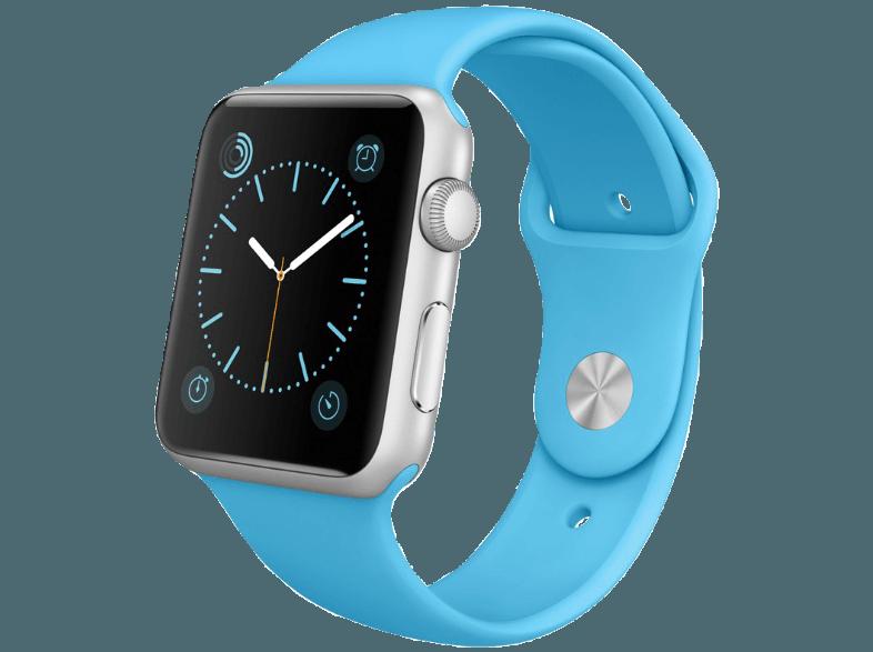 APPLE Watch 42 mm Aluminium mit Sportarmband (MLC52FD/A) Blau/Silber (Smart Watch), APPLE, Watch, 42, mm, Aluminium, Sportarmband, MLC52FD/A, Blau/Silber, Smart, Watch,