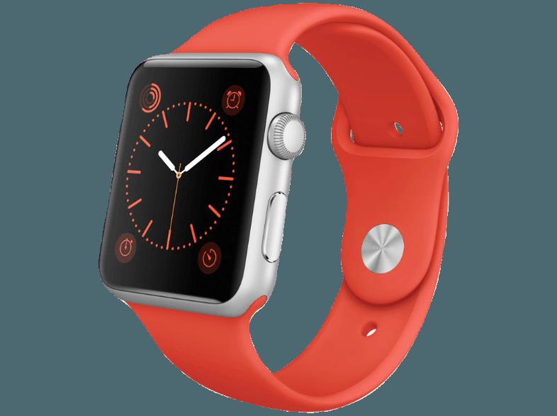 APPLE Watch 42 mm Aluminiumgehäuse mit Sportarmband (MLC42FD/A) Orange/Silber (Smart Watch)