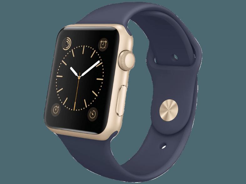 APPLE Watch 42 mm Aluminiumgehäuse mit Sportarmband (MLC72FD/A) Gold/Midnight Blau (Smart Watch)