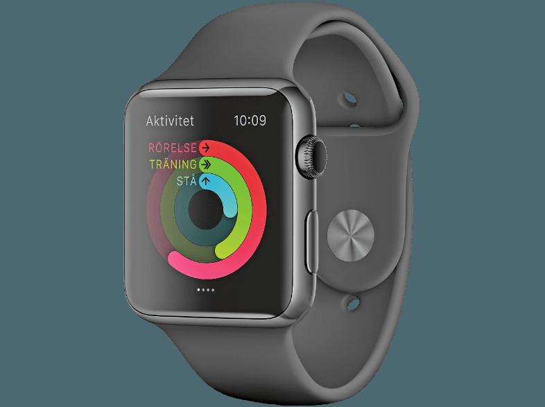 APPLE Watch 42 mm Edelstahlgehäuse mit Sportarmband (MLC82FD/A) Space Schwarz (Smart Watch)